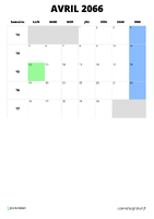 calendrier avril 2066 format portrait