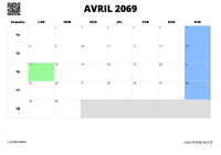 calendrier avril 2069 calendrier avril 2069 au format paysage