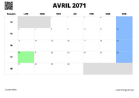 calendrier avril 2071 calendrier avril 2071 au format paysage