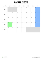 calendrier avril 2076 format portrait