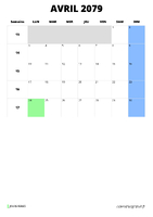 calendrier avril 2079 format portrait
