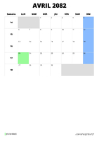 calendrier avril 2082 format portrait