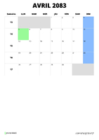 calendrier avril 2083 format portrait