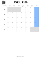 calendrier avril 2100 calendrier avril 2100 format portrait