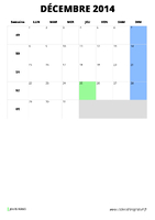 calendrier décembre 2014 format portrait