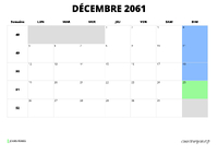 calendrier décembre 2061 calendrier décembre 2061 au format paysage