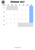 calendrier février 1917 calendrier février 1917 format portrait