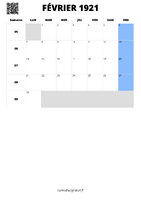 calendrier février 1921 calendrier février 1921 format portrait
