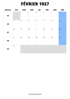 calendrier février 1927 calendrier février 1927 format portrait