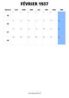 calendrier février 1937 calendrier février 1937 format portrait