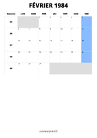 calendrier février 1984 calendrier février 1984 format portrait