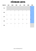 calendrier février 2015 format portrait