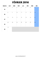 calendrier février 2016 format portrait