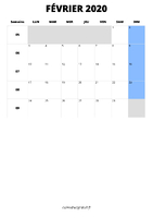 calendrier février 2020 calendrier février 2020 format portrait