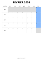calendrier février 2054 calendrier février 2054 format portrait