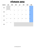 calendrier février 2056 calendrier février 2056 format portrait
