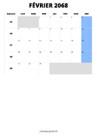 calendrier février 2068 calendrier février 2068 format portrait