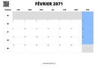 calendrier février 2071 calendrier février 2071 au format paysage