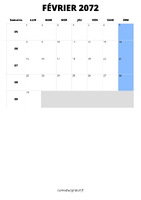 calendrier février 2072 calendrier février 2072 format portrait