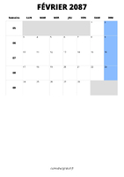 calendrier février 2087 calendrier février 2087 format portrait