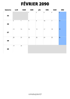 calendrier février 2090 calendrier février 2090 format portrait
