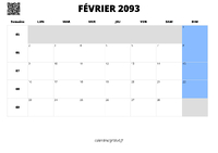 calendrier février 2093 calendrier février 2093 au format paysage