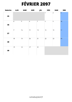 calendrier février 2097 calendrier février 2097 format portrait
