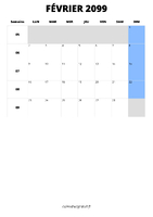 calendrier février 2099 calendrier février 2099 format portrait