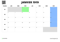 calendrier janvier 1919 calendrier janvier 1919 au format paysage