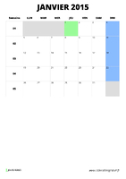 calendrier janvier 2015 format portrait