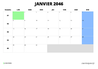 calendrier janvier 2046 calendrier janvier 2046 au format paysage