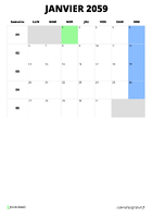 calendrier janvier 2059 calendrier janvier 2059 format portrait