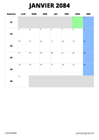 calendrier janvier 2084 calendrier janvier 2084 format portrait