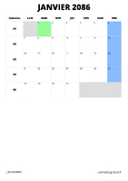 calendrier janvier 2086 format portrait