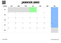 calendrier janvier 2093 calendrier janvier 2093 au format paysage