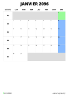 calendrier janvier 2096 calendrier janvier 2096 format portrait