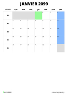 calendrier janvier 2099 calendrier janvier 2099 format portrait