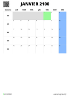 calendrier janvier 2100 format portrait