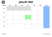 calendrier juillet 1921 calendrier juillet 1921 au format paysage