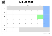 calendrier juillet 1934 calendrier juillet 1934 au format paysage