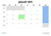 calendrier juillet 1971 calendrier juillet 1971 au format paysage