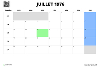 calendrier juillet 1976 calendrier juillet 1976 au format paysage