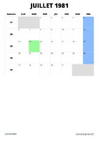 calendrier juillet 1981 format portrait