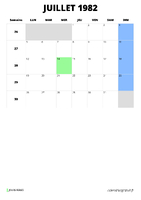 calendrier juillet 1982 calendrier juillet 1982 format portrait