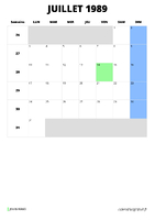 calendrier juillet 1989 calendrier juillet 1989 format portrait