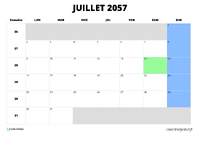 calendrier juillet 2057 calendrier juillet 2057 au format paysage