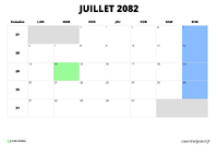 calendrier juillet 2082 calendrier juillet 2082 au format paysage