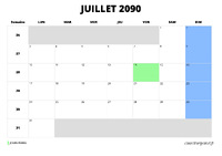 calendrier juillet 2090 calendrier juillet 2090 au format paysage