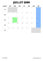 calendrier juillet 2099 calendrier juillet 2099 format portrait