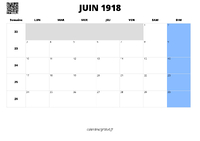 calendrier juin 1918 calendrier juin 1918 au format paysage